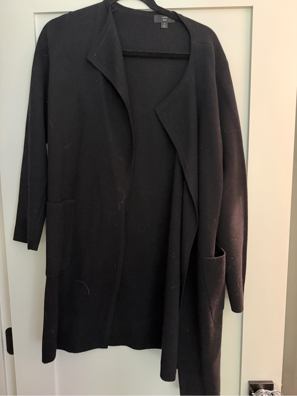 J. Crew Black Open-Front Long Cardigan